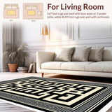 Ultra Soft Area Rug, Non Slip, Stain Resistant, Washable Area Rugs for Living Room, Bedroom, Modern Neutral Home Office Low Pile Rug(Black)