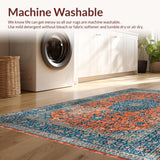 Ultra Soft Area Rug, Non Slip, Stain Resistant, Washable Area Rugs for Living Room, Bedroom, Artful Abstract Lagoon Palette(Orange)