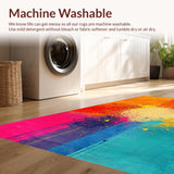 Ultra Soft Area Rug, Non Slip, Stain Resistant, Washable Area Rugs for Living Room, Bedroom, Vibrant Contemporary Splash Aesthetic(Orange)