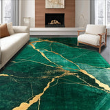 Ultra Soft Area Rug, Non Slip, Stain Resistant, Washable Area Rugs for Living Room, Bedroom, Gilded Abstract Swirling Texture(Green)