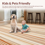 Ultra Soft Area Rug, Non Slip, Stain Resistant, Washable Area Rugs for Living Room, Bedroom, Beige Burnt Orange Linear Chevron Contemporary Farmhouse Design(Orange)
