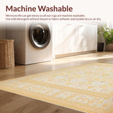 Ultra Soft Area Rug, Non Slip, Stain Resistant, Washable Area Rugs for Living Room, Bedroom, Heritage Inspired Neutral with Antique Beige Geometric Designs(Yellow)