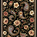 Ultra Soft Area Rug, Non Slip, Stain Resistant, Washable Area Rugs for Living Room, Bedroom, Elegant Black Paisley Bedroom Accent Rug(Black)