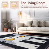 Ultra Soft Area Rug, Non Slip, Stain Resistant, Washable Area Rugs for Living Room, Bedroom, Vivid Cartoonish Creature Pattern(White)