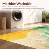 Ultra Soft Area Rug, Non Slip, Stain Resistant, Washable Area Rugs for Living Room, Bedroom, Surfboard Pattern Rug with Hawaiian Palms, Tropical Waves, Summer Beach Vibes(Green)