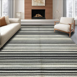 Ultra Soft Area Rug, Non Slip, Stain Resistant, Washable Area Rugs for Living Room, Bedroom, Midnight Echo: Black & White Abstract Striped Rug Design(Black)