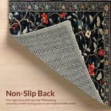 Ultra Soft Area Rug, Non Slip, Stain Resistant, Washable Area Rugs for Living Room, Bedroom, Chic Rustic Floral Accents(Black)