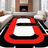 Ultra Soft Area Rug, Non Slip, Stain Resistant, Washable Area Rugs for Living Room, Bedroom, Sleek Checkered Racing Style(Black)