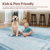 Ultra Soft Area Rug, Non Slip, Stain Resistant, Washable Area Rugs for Living Room, Bedroom, Charming Ribbon Tie Accent Rug With Dainty Coquette Design For Stylish Decor(Blue)