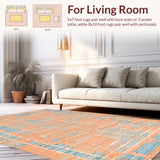 Ultra Soft Area Rug, Non Slip, Stain Resistant, Washable Area Rugs for Living Room, Bedroom, Whispering Dunes: Modern Printed Area Rug, Peach/Blue(Orange)