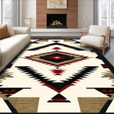 Ultra Soft Area Rug, Non Slip, Stain Resistant, Washable Area Rugs for Living Room, Bedroom, Non Slip Black With Beige Southwestern Motifs(Beige)