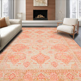 Ultra Soft Area Rug, Non Slip, Stain Resistant, Washable Area Rugs for Living Room, Bedroom, Rustic Vintage Seal Pattern(Pink)
