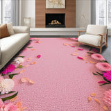 Ultra Soft Area Rug, Non Slip, Stain Resistant, Washable Area Rugs for Living Room, Bedroom, Romantic Pink Floral Bathroom Non-Slip Rug(Pink)