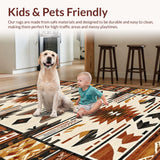 Ultra Soft Area Rug, Non Slip, Stain Resistant, Washable Area Rugs for Living Room, Bedroom, Vibrant Abstract Symmetrical Composition(Brown)