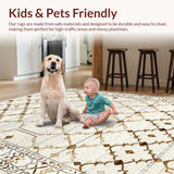 Ultra Soft Area Rug, Non Slip, Stain Resistant, Washable Area Rugs for Living Room, Bedroom, Contemporary Warm Toned Geometric(Beige)