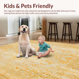 Ultra Soft Area Rug, Non Slip, Stain Resistant, Washable Area Rugs for Living Room, Bedroom, Vintage Farmhouse Area Woven Design(Yellow)