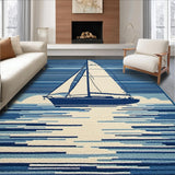 Ultra Soft Area Rug, Non Slip, Stain Resistant, Washable Area Rugs for Living Room, Bedroom, Serene Nautical Color Palette(Blue)