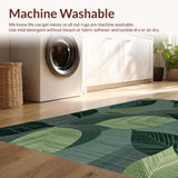 Ultra Soft Area Rug, Non Slip, Stain Resistant, Washable Area Rugs for Living Room, Bedroom, Luxurious Dark Green Abstract Design(Gray)