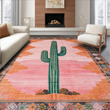 Ultra Soft Area Rug, Non Slip, Stain Resistant, Washable Area Rugs for Living Room, Bedroom, Vibrant Southwestern Floral Arrangement(Pink)