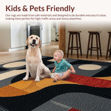 Ultra Soft Area Rug, Non Slip, Stain Resistant, Washable Area Rugs for Living Room, Bedroom, Abstract Black Geometric Living Room Area Rug(Black)
