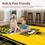 Ultra Soft Area Rug, Non Slip, Stain Resistant, Washable Area Rugs for Living Room, Bedroom, Bold Yellow Black Abstract Overlay(Yellow)