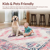 Ultra Soft Area Rug, Non Slip, Stain Resistant, Washable Area Rugs for Living Room, Bedroom, Delicate Blush Tiled Arrangement(Pink)