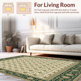Ultra Soft Area Rug, Non Slip, Stain Resistant, Washable Area Rugs for Living Room, Bedroom, Scallop Edge Boho(Ivory)