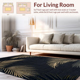 Ultra Soft Area Rug, Non Slip, Stain Resistant, Washable Area Rugs for Living Room, Bedroom, Elegant High-Low Detailed Motif(Black)