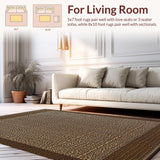 Ultra Soft Area Rug, Non Slip, Stain Resistant, Washable Area Rugs for Living Room, Bedroom, Modern Natural Leopard Large Non Shedding(Brown)