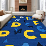 Ultra Soft Area Rug, Non Slip, Stain Resistant, Washable Area Rugs for Living Room, Bedroom, Fun Round Typography Aesthetic(Blue)