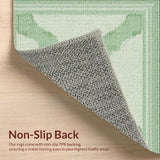 Ultra Soft Area Rug, Non Slip, Stain Resistant, Washable Area Rugs for Living Room, Bedroom, Aesthetic Scallop Bath Mat:  Boho Bowknot Rug(Green)