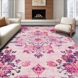 Ultra Soft Area Rug, Non Slip, Stain Resistant, Washable Area Rugs for Living Room, Bedroom, Contemporary Vibrant Nature Scene(Pink)