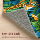 Ultra Soft Area Rug, Non Slip, Stain Resistant, Washable Area Rugs for Living Room, Bedroom, Jungle Animals Runner(Green)