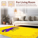 Ultra Soft Area Rug, Non Slip, Stain Resistant, Washable Area Rugs for Living Room, Bedroom, Elegant Purple and Yellow Harmony(Yellow)