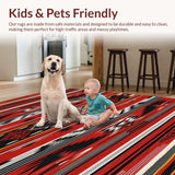 Ultra Soft Area Rug, Non Slip, Stain Resistant, Washable Area Rugs for Living Room, Bedroom, Rustic Textured Falsa Pattern(Red)