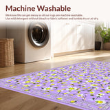 Ultra Soft Area Rug, Non Slip, Stain Resistant, Washable Area Rugs for Living Room, Bedroom, Sunny Whimsical Flower Burst(Purple)