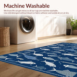 Ultra Soft Area Rug, Non Slip, Stain Resistant, Washable Area Rugs for Living Room, Bedroom, Rustic Multicolored Nautical Theme(Blue)