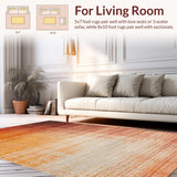 Ultra Soft Area Rug, Non Slip, Stain Resistant, Washable Area Rugs for Living Room, Bedroom, Ombre Gradient Rug with Rustic Vintage Look and Delicate Linear Texture(Brown)
