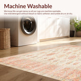 Ultra Soft Area Rug, Non Slip, Stain Resistant, Washable Area Rugs for Living Room, Bedroom, Desert Rose Faded Floral Geometric Southwest Inspired(Beige)