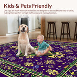 Ultra Soft Area Rug, Non Slip, Stain Resistant, Washable Area Rugs for Living Room, Bedroom, Elegant Purple Trellis Aesthetic(Purple)