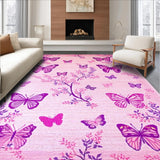 Ultra Soft Area Rug, Non Slip, Stain Resistant, Washable Area Rugs for Living Room, Bedroom, Delicate Purple Garden Atmosphere(Pink)