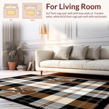 Ultra Soft Area Rug, Non Slip, Stain Resistant, Washable Area Rugs for Living Room, Bedroom, Vibrant Plaid and Animal Fusion(Brown)