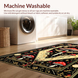 Ultra Soft Area Rug, Non Slip, Stain Resistant, Washable Area Rugs for Living Room, Bedroom, Rustic Earthy Moth Imagery Design(Black)