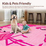 Ultra Soft Area Rug, Non Slip, Stain Resistant, Washable Area Rugs for Living Room, Bedroom, Vibrant Cute Animal Design(Pink)