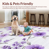 Ultra Soft Area Rug, Non Slip, Stain Resistant, Washable Area Rugs for Living Room, Bedroom, Graceful Textured Lavender Essence(Purple)