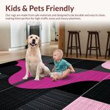 Ultra Soft Area Rug, Non Slip, Stain Resistant, Washable Area Rugs for Living Room, Bedroom, Eclectic Pink and Black Visual Theme(Pink)