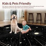 Ultra Soft Area Rug, Non Slip, Stain Resistant, Washable Area Rugs for Living Room, Bedroom, Ethereal Gothic Cosmos Design(Black)