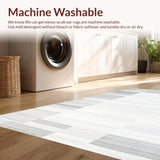 Ultra Soft Area Rug, Non Slip, Stain Resistant, Washable Area Rugs for Living Room, Bedroom, Textured Neutral Geometric Layers(Beige)