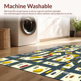 Ultra Soft Area Rug, Non Slip, Stain Resistant, Washable Area Rugs for Living Room, Bedroom, Engaging Vehicle Pathway Illustration(Yellow)