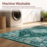 Ultra Soft Area Rug, Non Slip, Stain Resistant, Washable Area Rugs for Living Room, Bedroom, Serene Light Blue Abstract Design(Green)